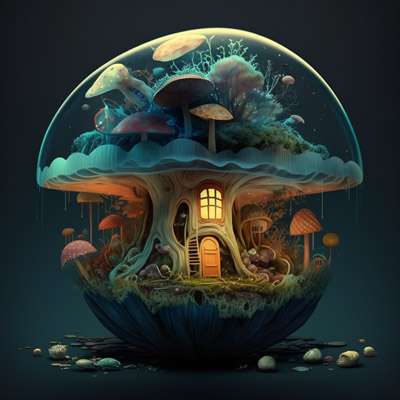 Digital mushroom represents the interactive solutions