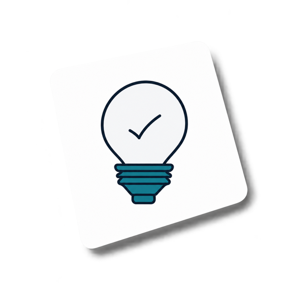 Light bulb with check mark